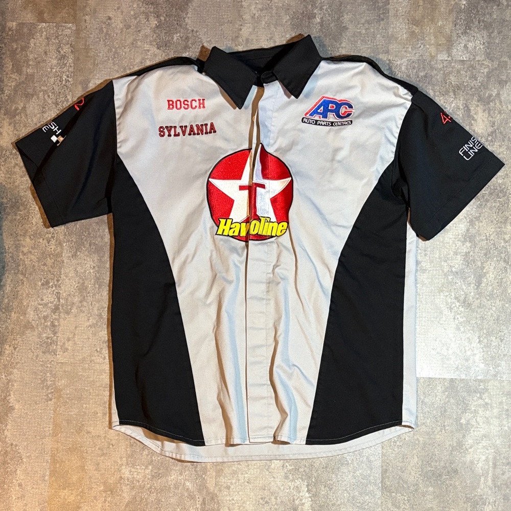 Vintage Texaco Havoline #42 NASCAR pit shirt Black & Gray XL